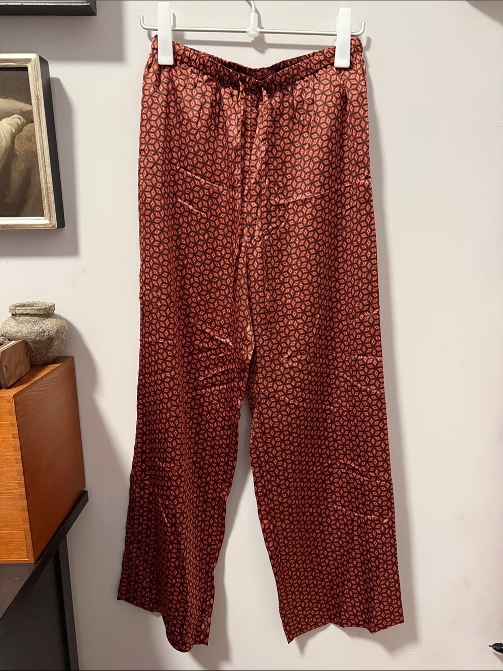 COS 100% Silk Red Patterned Lounge Pants NEW